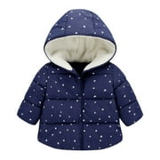 Baby Boys Girls Winter Coat,Warm Hooded Puffer,Lightweight Water-Resistant Jacket,Kids Outwear Coat,Toddler Ears Hooded Down Jacket,Thicken Warm Winter Coat Navy 6-12 Months
